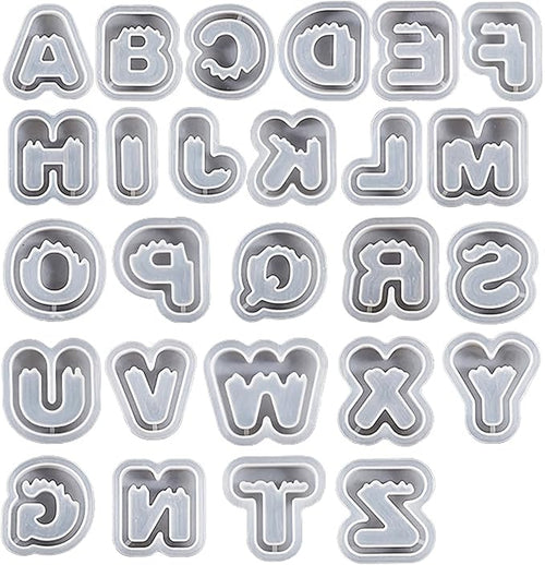 26 Pack Small Matte Letter Mold Set - Alphabet, Animal & Clay Molds for Resin Casting, Candle Making & Home Decor