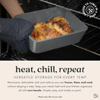 Ceramic Coated Glass Food Storage Container | No PTFE, PFOA, PFAS, and BPA | Reusable Non Toxic Meal Prep Container with Glass Lid | Easy To Store | 6 Cup Rectangle [Smoke]