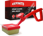 Steam Grill Brush Bristle Free, Safe Cleaning BBQ Grill Brush with Scraper, Replaceable & Dishwasher-Safe Scrub Head, Grill Cleaner Tool with Durable Ergonomic Handle, Red