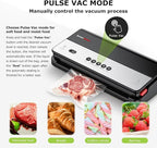 Bonsenkitchen Vacuum Sealer Machine, Multi-Functional Food Sealer with 1 Roll Bag, Bag Storage | Built-in Cutter, Black-Silver