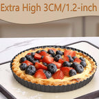 9 Inch Tart Pan with Removable Bottom, Carbon Steel Heavy Duty Nonstick Quiche Pan- Fluted Edges, Loose Bottom, 1.2-Inch Depth for Baking Fruit Tarts, Pies