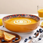OZY Large Serving Bowls,10 inch Ceramic Salad Bowls,Ideal Housewarming Gift,Vibrant Color Soup Bowls for Party,Pasta,Fruit,Dishwasher & Microwave Safe Soup Bowls (Orange)