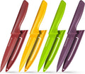 Paring Knife with Cover, Paring Knives Set of 4, 4.5" Paring Knife Set of Premium Stainless Steel, Small Kitchen Knife Set for Fruit and Vegetable, Ergonomic Knife Handles for Versatility