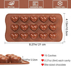 Heart Chocolate Molds Silicone, Small Gummy Molds Shaped Heart for Fondant/Fruit Snacks, Candy Molds Silicone for Valentine/Anniversary/Wedding, Wax Melt Molds 15 Cavities, 8 ml