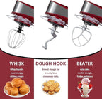 Multifunctional Stand Mixer 6.3Qt 6-Speed Tilt-head, Electric Kitchen Mixer with Stainless Steel Bowl,Meat Grinder, Juice Blender (Red)