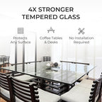 Fab Glass and Mirror Tempered Glass Table Top 42x72 Inch Rectangle 1/4" Thick Clear Furniture Protector with Flat Polish Edge Eased Corners for Coffee Dining Tables Desks
