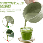 Matcha Whisk Set, 17oz Ceramic Bowl with Spout, Bamboo Matcha Scoop and Stainless Sifter - 5 Pcs Jade Green Matcha Kit, Matcha Kit for Making Breakfast/Latte,Gift for Matcha Lovers