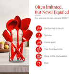 GIR: Get It Right 5-Piece Silicone Essentials Kitchen Utensils Set - Ladle, Spatula, Flip, Spoon & Spoonula - Non-Toxic Cooking Utensils for Nonstick Cookware, Cooking and Baking - Fire Red