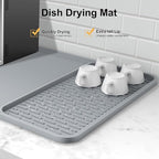 Silicone Coffee Mat,16'' x 16'' Coffee Bar Mat with Detachable Dish Drying Mat for Kitchen Countertops,Coffee Bar Accessories Fit Under Coffee Maker Coffee Machine Espresso Machine Dish Rack