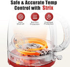 Kawu Retro Electric Kettle, 1.3L Hot Tea Water Boiler with Temperature Gauge, 1355W Fast Boiling Tea Kettle with Stainless Steel Inner & Boil-Dry Protection, Auto Shut Off, 60°C Keep Warm, Food Grade