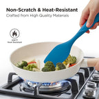 Kitchen Mama WaltzGrip Platinum Silicone Scraping Spatula: Heat Resistant, Seamless, Non Stick for Frying Pan Cookware, Safe, Flexible Bowl Scraper - Ideal for Mixing, Baking, Stirring (Blue)