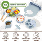 Silicone Baby Feeding Set, Baby Led Weaning Supplies, Baby Food Tableware Silicone Suction Plate, Bowl, Spoons, Fork, Waterproof Bib, Cup & Complementary Food Cake Mold, Baby Eating Utensils