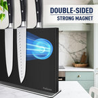 Magnetic Knife Block Without Knives—Black Stainless Steel Double-Sided Magnetic Knife Holder Stand with Strong Magnets, Knife Storage Organizer for Kitchen Counter top, 16 inch