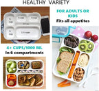 Bento Box with Bag and Ice Pack Set for Kids. Lunch Boxes Snack Containers for Boys Girls Adults. 6 Compartments, Leak-proof Portion Container Boxes Insulated Bags for School Lunches, BPA Free, Purple
