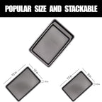 Cookie Sheets for Baking Nonstick, 2 Pack Heavy Duty 0.8mm Dark Gray Sheet Pan Set Quarter(9x13in) & Jelly Roll(10x15in), Diamond Textured Commercial Grade, Small Oven Safe