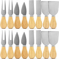 16 Pcs Mini Cheese Knife Set with Oak Handle - Stainless Steel Charcuterie Knife Set Including Cheese Fork, Slicer - Perfect for Charcuterie Boards