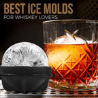 Bourbon Ice Cube Molds - Round Ice Cube Mold Set Of 4-2.5 Inch - Tight Sealing, Leak Proof Silicone Big Sphere Ice Ball Makers For Whiskey, Scotch