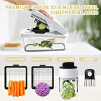Vegetable Chopper: 10 in 1 Food Chopper - Onion Vegetable Slicer Cutter Dicer, Veggie Cutter with Container, 2 Blades, Kitchen Gadgets for Carrot Salad Garlic Potato Slicer