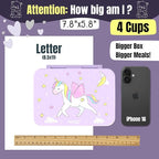 BEARFOOT Kids Lunch Box with Compartments – Compact & Lightweight | Leak-Proof, BPA-Free, Dishwasher & Microwave Safe | Hand-Drawn Design for Preschool, School, Travel (Unicorn Purple, 4 Cups)
