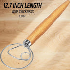 TEEVEA Danish Dough Whisk Stainless Steel Hook Dutch Bread Mixer for Sourdough Baking Tools