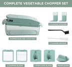 ook with Color Vegetable Chopper - Multifunctional 11 in 1 Vegetable Chopper with Container - Food Chopper to Dice, Chop, Slice, Julienne and Spiralize, Sage