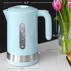 OVENTE 1.8L Electric Kettle, 1500W Fast Boiling Heater for Coffee or Tea, BPA Free, Easy to Fill Lid, Water Level Window, Auto Shut-Off, Boil-Dry Protection and Removable Filter, Blue KP413LBL