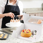 JCD 16 Packs Bento Cake and Cupcake Clear Lid with 2 Cupcake Holes - Cake and Cupcakes Boxes - Pastry Sweets Bento Box with Cupcake Insert for Family Birthday Party Mother's day(1+2/16Pcs)