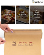 Katbite Heavy Duty Parchment Paper Roll for Baking, 15 in x 210 ft, 260 Sq.Ft Baking Paper with Slide Cutter, Easy to Cut & Non-stick Cooking Paper for Bread, Cookies, Air Fryer, Steaming, Grilling