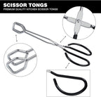 MSY BIGSUNNY Stainless Steel Scissor Tongs Heavy Duty Cooking Tongs with Soft Handles (1, black 10")