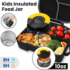 TinyPalsa Bento Box for Kids with 10oz Thermos, Durable Lunch Box with Leak Proof Insulated Food Jar, 3 Compartments with Portable Handle for Ages 3+, Dishwasher Safe, Ideal for School, Travel (Game)