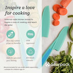 Starpack 'Finger Loving' Kid Safe Kitchen Knife Set of 3 - Kids Knife Set for Real Cooking - Serrated Edges Toddler Knives Set for 3+ Year Olds - Montessori Knive Set - BPA-Free Nylon Knives for Kids