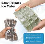 Silicone Ice Cube Trays with Lid, Set of 4, Easy Release Ice Molds, Reusable and Stackable Ice Trays for Freezer for Cocktail, Whiskey, Baby Food, BPA Free (gray)