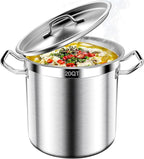 Large Stock Pot-20QT Stainless Steel Stockpot with Lid, Heavy Duty Tri-Ply Bottom Commercial Grade Stock Pot & Stockpots for Boiling Cooking Soup Stew Canning Cooking Pots,Big Stockpot, Deep Cookware
