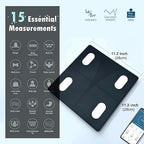 NUTRI FIT Scale for Body Weight and Fat Percentage, Digital Bathroom Smart Bluetooth Scale LED Display, 15 Body Composition Analyzer Baby Weight BMl Health Monitor Sync with App 400lbs - Black