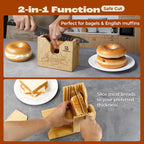 2025 Upgrade Bagel Slicer, Bamboo Bagel Cutter for Small and Large Bagels, Bread Slicer for Buns, English Muffins, 2 Adjustable Thickness, Anti-slip Mat, Ideal for Gift (No Knife)