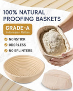 30-Pcs Sourdough Bread Baking Supplies - Sourdough Starter Kit | Including 9 inch Round and 10 inch Oval Banneton Proofing Basket，Precision Measuring Spoons，Electronic scales