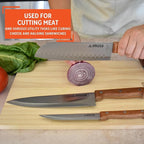 IMUSA 3pc Knife Set with Wood Handle, 8” Chef Knife, 7” Santoku Knife & 5” Utility Knife, Sharp Kitchen Knives for Cooking, Stainless Steel Blade