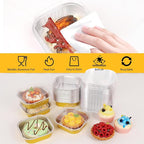 FORBFAN 150 Pack Mini Cake Pans with Lids and Spoons, 8 oz Aluminium Foil Square Brownie Baking Cups, Disposable Ramekins Cupcake Tins Gold