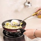 FJNATINH Cooking Utensils - Spatula and ladle Set with Wood Handle, 8 Pieces Wok Utensils Tools - Wok Accessories Cookware Set