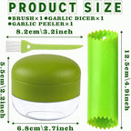 Garlic Press Stainless Steel, Garlic Mincer Tool with Storage Container, Garlic Chopper with Peeler Skin and Cleaning Brush