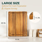 Yes4All Durable Acacia Cutting Boards for Kitchen, [20''Lx15''Wx1.5” Thick] Large Edge Grain Cutting Board, Pre Oiled Wood Cutting Boards, Thick Chopping Board w/Juice Grooves and Easy Grip Handle