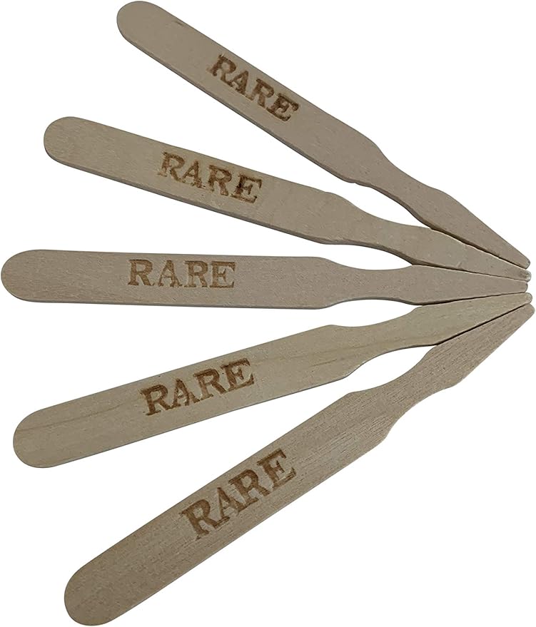 KingSeal 500 Count 3.5 Inch Natural Birch Wood Steak Markers, Heat Stamped, Rare, Eco Friendly, Bulk Pack - 1 Box of 500