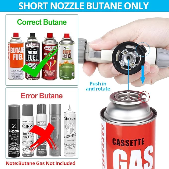 Sondiko Dual Flame Mode Butane Torch Lighter Head, Professional Grilling Tool with Adjustable Flame, Reverse Use for BBQ, Soldering, Charcoal&Campfire Torch Lighter(Fuel Not Included)