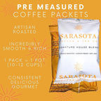 Sarasota Coffee Ground Packets | Gourmet Medium Roast Bulk Coffee Packs | Breakfast Blend | Low Acid Mold Free Singles Individual Pouches for 12 Cups | 2.5 Ounce Bags, 36 Count