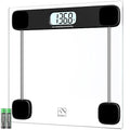 FITINDEX Bathroom Scale for Body Weight, Highly Accurate Digital Weighing Scale with Large LCD Display, Transparent and Slim Tempered Glass, 400 lbs, Black