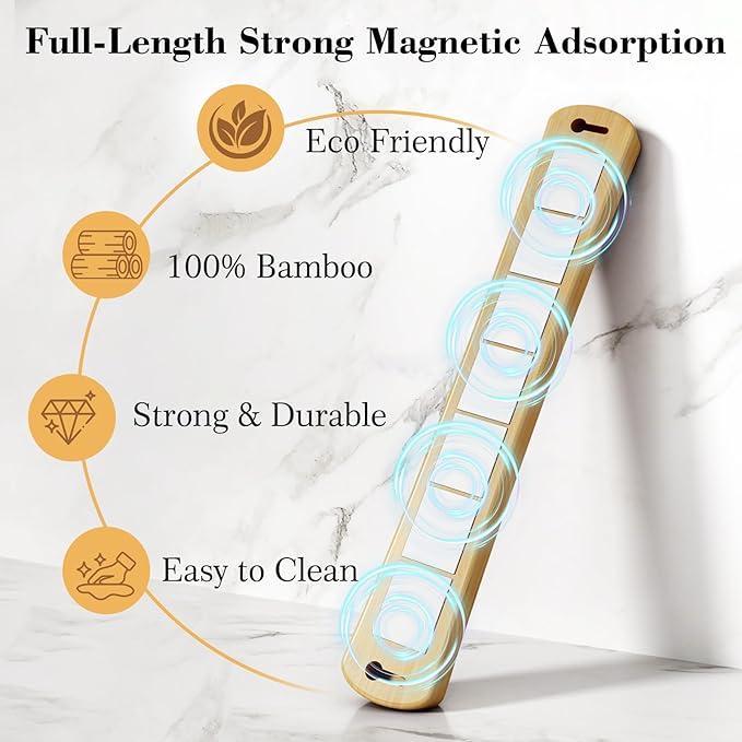Magnetic Knife Holder for Wall, 24 Inch Extra Large Bamboo Knife Strip with Strong Magnetism, Space Saver Organizer for Farmhouse/Restaurant Kitchen, Housewarming Gifts
