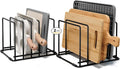 2-Pack Baking Sheet Organizer Rack – 5-Slot Bakeware & Cookie Tray Holder for Kitchen Cabinet or Countertop, Compact Stainless Steel Cutting Board Rack with Rust-Resistant Frame & Anti-Slip Feet