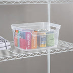 Sterilite 7 x 11 x 14.25 Inch Polished Open Scoop Front Storage Bin with Comfortable Carry Through Handles for Household Organization, Clear (24 Pack)