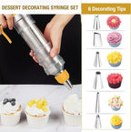Frosting Piping Kit Cake Decorating Tools Supplies Icing Piping Kit Cupcake Decoration Gun Set Dessert Decorator Syringe Tools 6 Russian Piping Icing Nozzles Cupcake Frosting Filling Injector(Yellow)