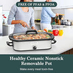 MAGNIFIQUE 4 Quart Casserole Slow Cooker with Ceramic Baking Dish - Perfect Small Kitchen Appliance Crock Pot for Family Dinners, Oven Safe and Durable Bakeware for Lasagna, Roasts